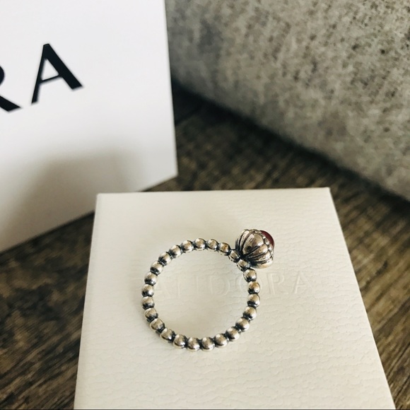 🔴PANDORA July Carnelian Ring Size 6 - Picture 3 of 4